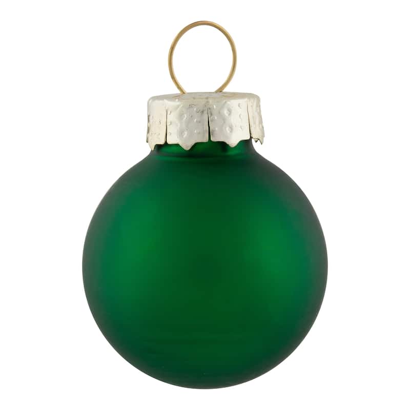 2-Finish Mini Christmas Glass Ball Ornaments - 1" (25mm) - Green - 24ct
