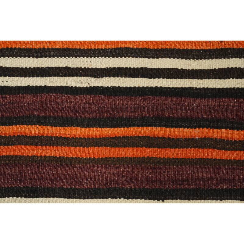 Hand Woven Oriental 100% Wool Carpet Southwestern Geometric Multi-Colored Kilim Area Rug - 11' 1'' X 4' 10''