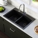 preview thumbnail 3 of 51, Karran Drop-in Quartz 50/50 Double Bowl Kitchen Sink