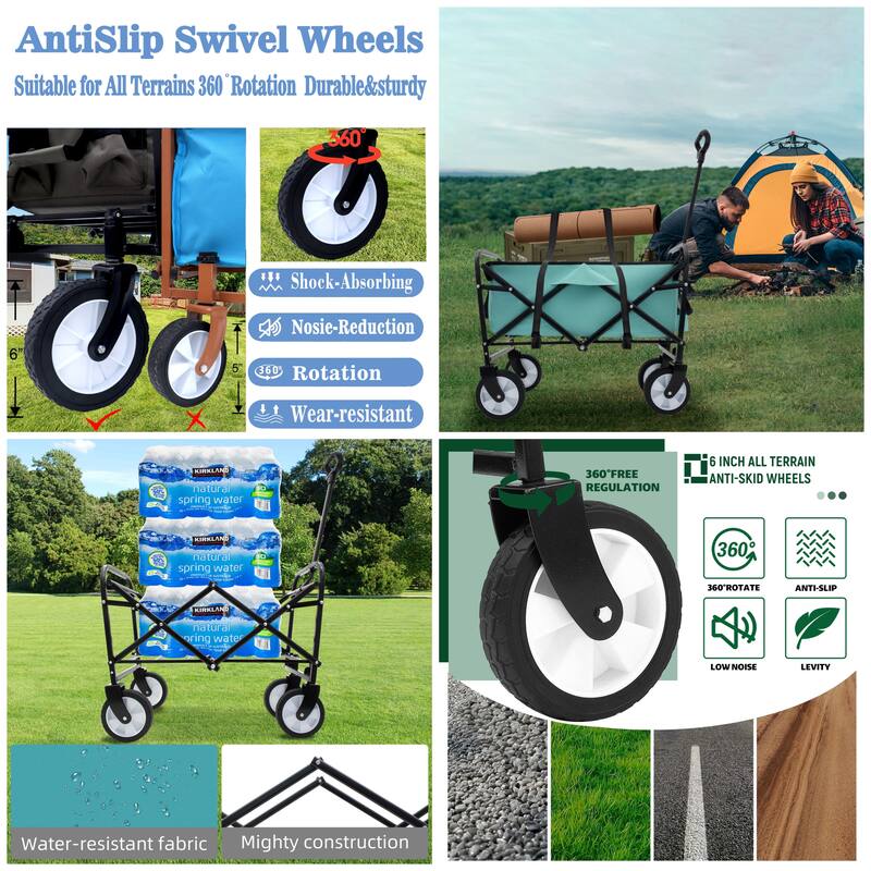 Foldable Wagon with Straps, Beach & Utility Cart, 225lb Capacity