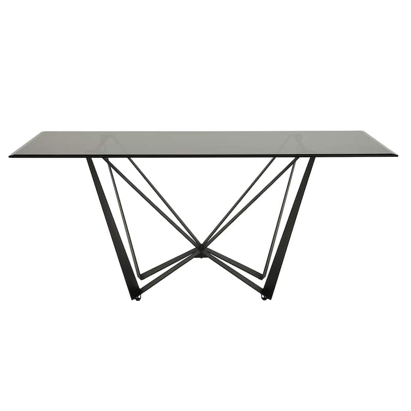 Marfa 69" Black Metal Gray Glass 6-person Dining Table by iNSPIRE Q Modern