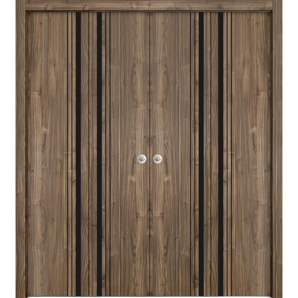 Double Bi-fold Doors Planum 0011 Walnut with Sturdy Tracks