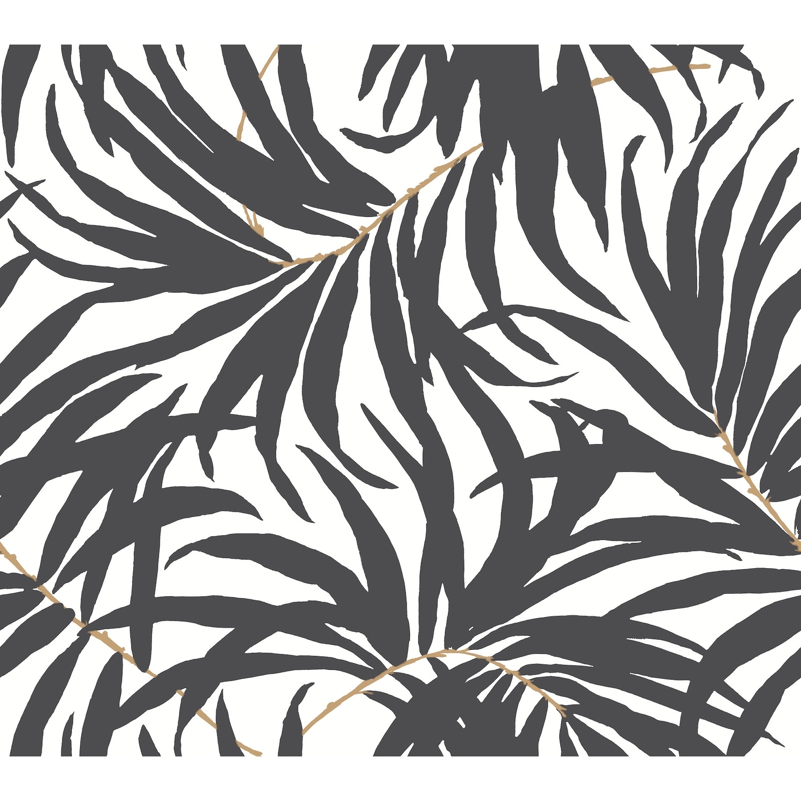 York Wallcoverings Black Bali Leaves Peel and Stick Wallpaper