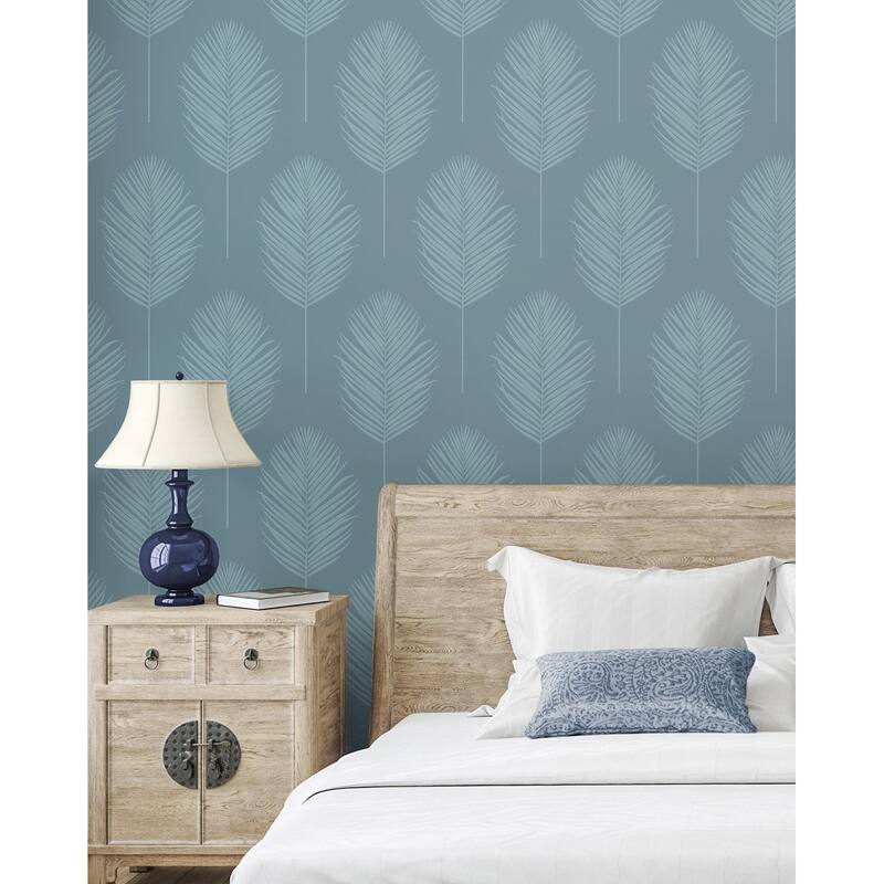 Seabrook Designs Off-White Palm Leaf Paintable Unpasted Wallpaper - 20.9 in. W x 33 ft. L