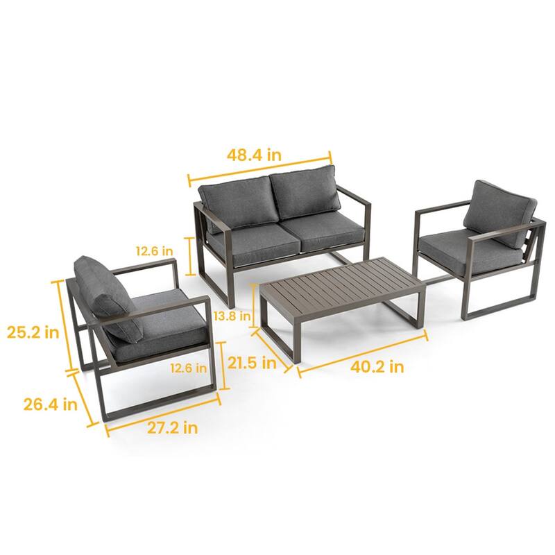 Outdoor Cushioned Sectional Sofa Chat Set Patio Conversation Seating Set