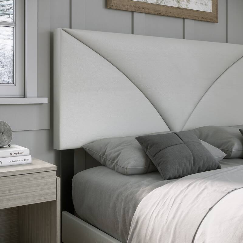 Boyd Sleep Cornerstone Faux Leather Upholstered Platform Bed Frame with Adjustable Headboard