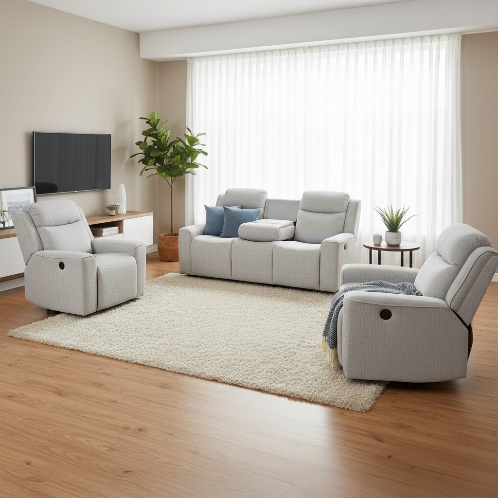 Amelia Collection Contemporary 3-Piece Upholstered Living Room Set