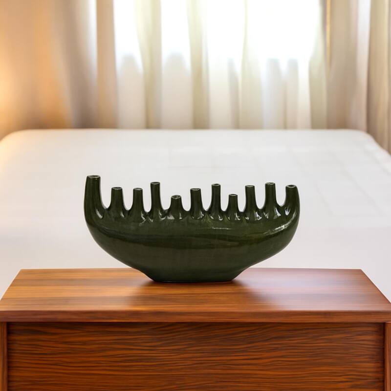 Modern Ceramic Candelabra Centerpiece 18" Textured Candle Holder Decor