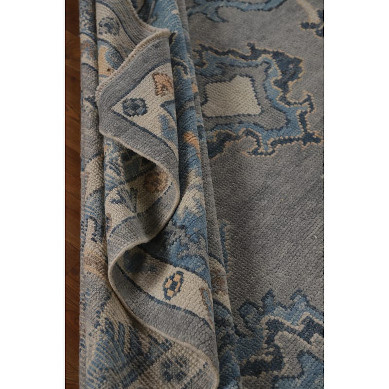 Hand Knotted Oriental 100% Wool Carpet Transitional All-Over Greys & Charcoal Oushak Area Rug - 11' 7'' X 7' 11''