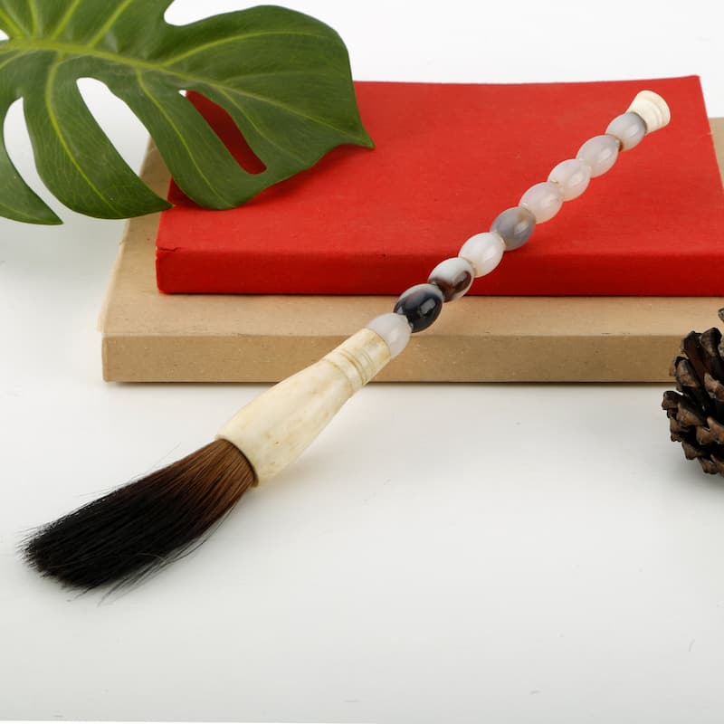 Artissance 11" Neutral Stone Beads Calligraphy Brush, Indoor Home Accent Décor