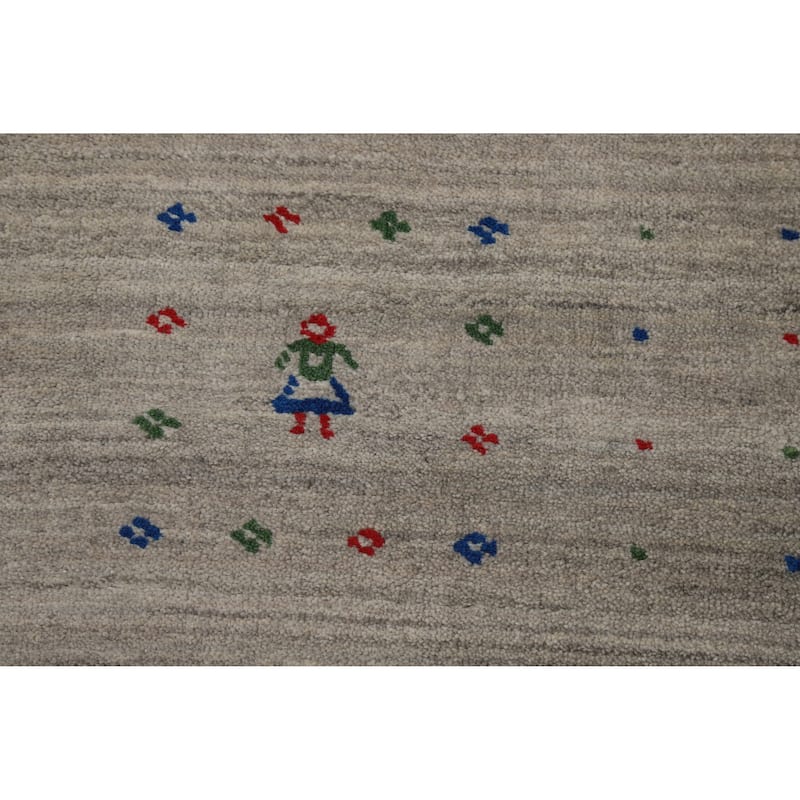 Tribal Gray Gabbeh Area Rug Handmade Wool Carpet - 7'11" x 12'1"