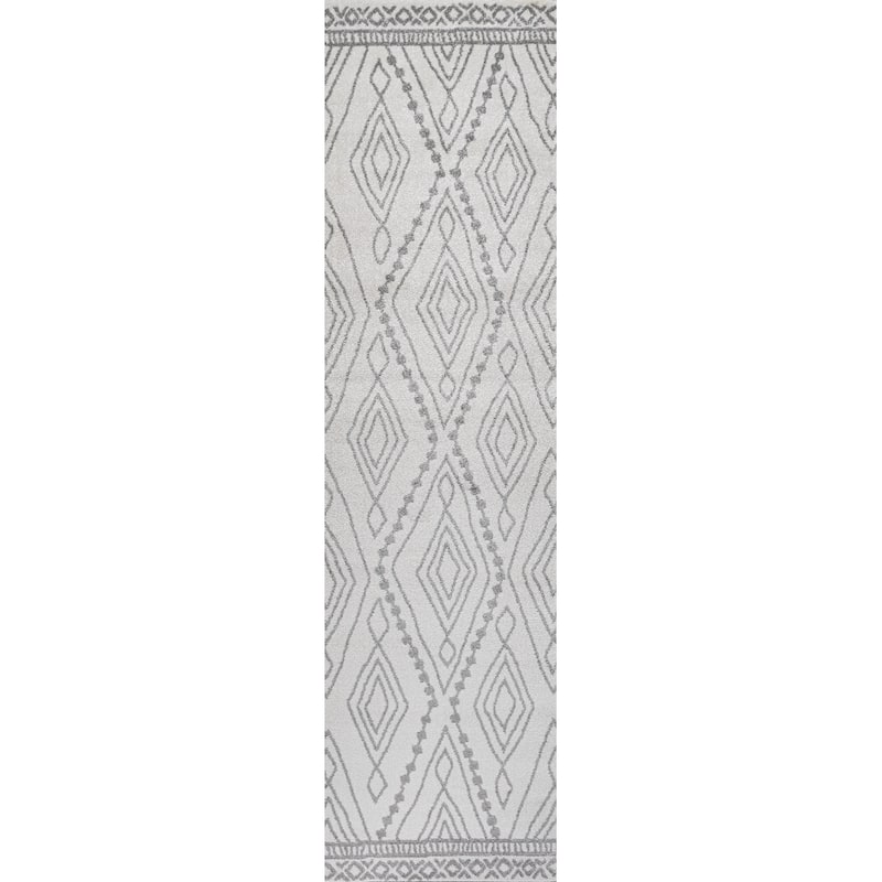 JONATHAN Y Pele Moroccan Style Diamond Area Rug - 2 X 10 - Ivory/Gray