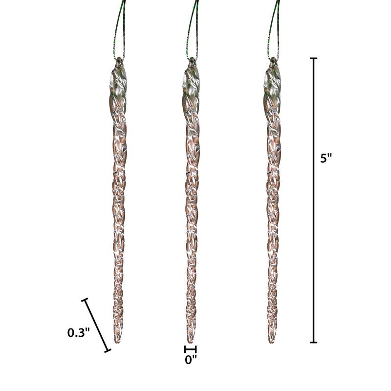 Set of 3 20 pack Real Spun Glass Hanging Icicle Ornaments - N/A