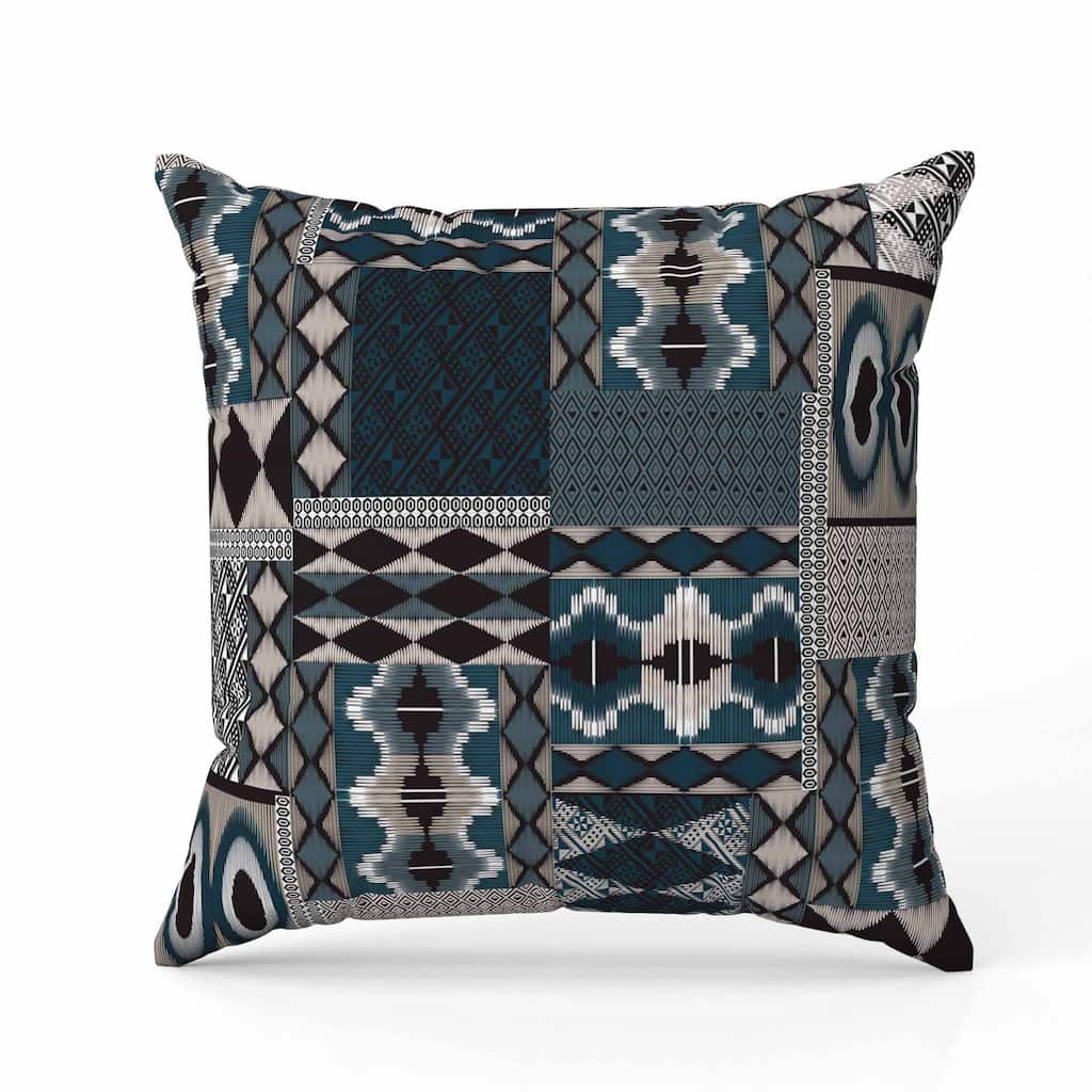 Patched Perfection Faux Suede Reversible Throw Pillow Beige and Charcoal