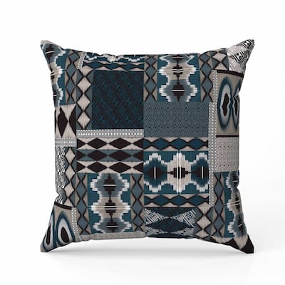 Patched Perfection Indoor/Outdoor Reversible Throw Pillow Beige and Charcoal