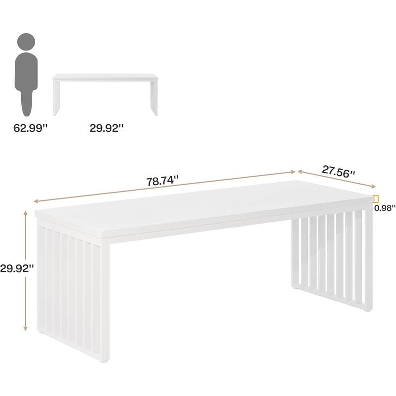 78.74" Industrial Long Rectangle Dining Table, Wood Kitchen Table for Living/Dining Room
