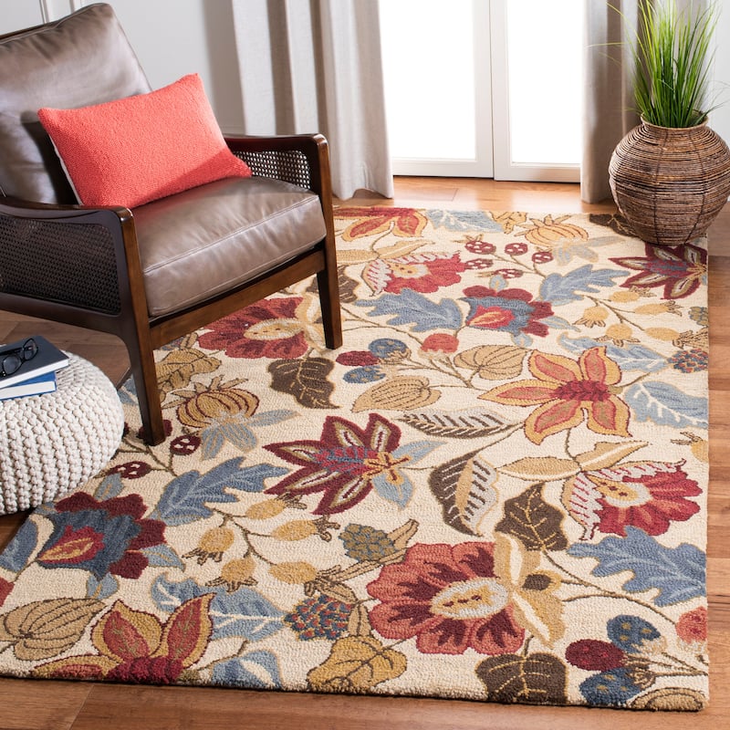 SAFAVIEH Handmade Jardin Monka Country Floral Wool Rug - 3' x 5' - Beige/Multi