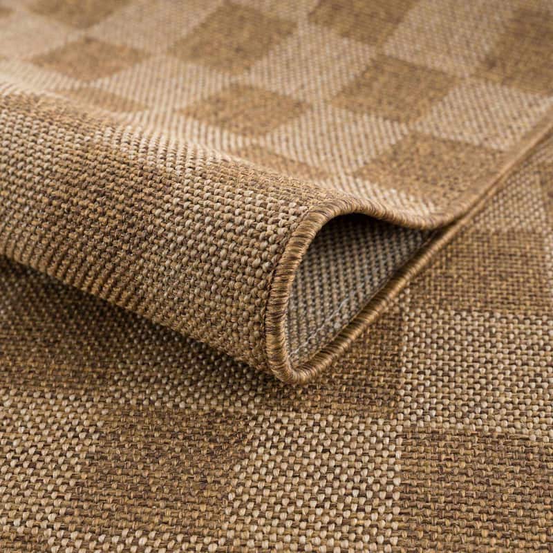 Hauteloom Kuval Living Room, Bedroom Patio Outdoor Area Rug - Farmhouse - Camel - 2' x 2'11"
