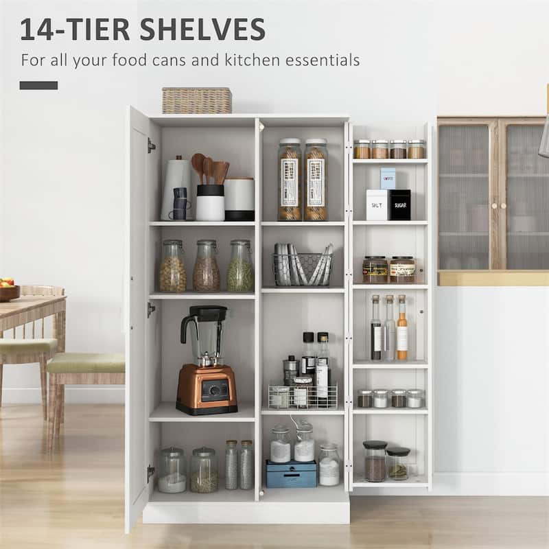 Kitchen Pantry Storage Cabinet,14-Tier Freestanding Kitchen Cupboard