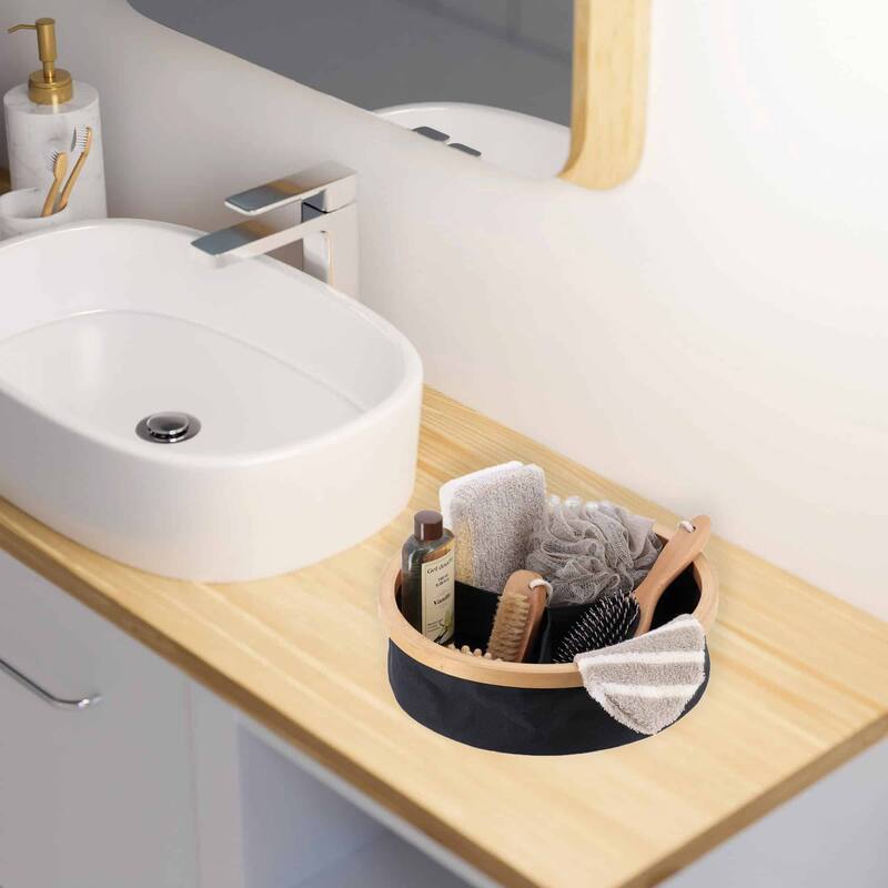Round Foldable Storage Basket 3-Compartment Organizer - 12 L x 12 W x 4 H
