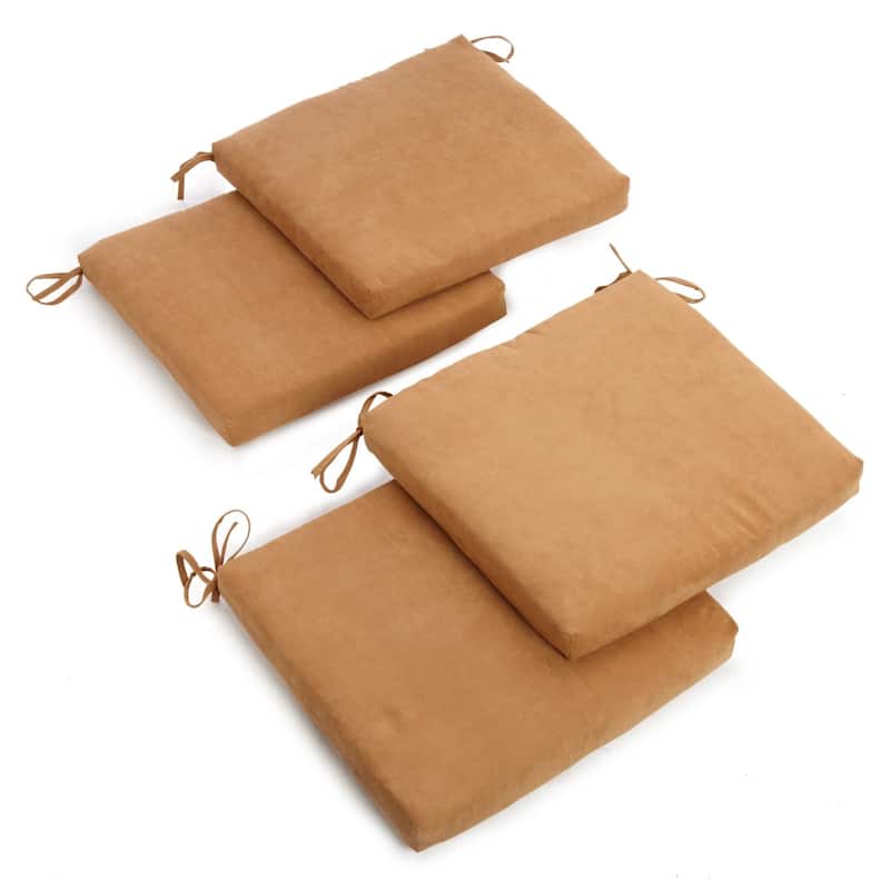 20-inch by 19-inch Microsuede Chair Cushion with Ties (Set of 1, 2, or 4) - Set of 4 - Camel
