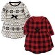 preview thumbnail 1 of 0, Touched by Nature Baby and Toddler Girl Organic Cotton Long-Sleeve Dresses 2pk, Buffalo Plaid 2T - Baby Toddler Buffalo Plaid Long Sleeve