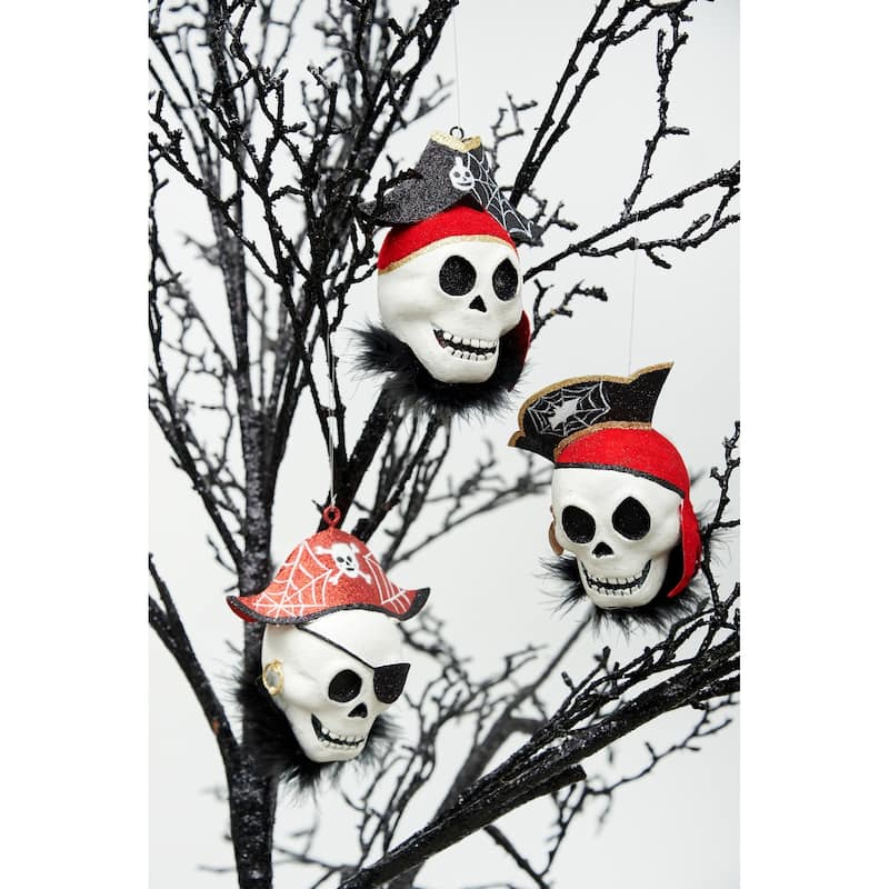 Pirate Cove Head Halloween Christmas Xmas Ornament Set of 3