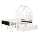 preview thumbnail 5 of 11, Full Size House Bed with Ladder and Storage Drawers for Kid Bedroom,Solid Wood Platfrom Bedframe with 2 Blackboard Design