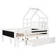 preview thumbnail 8 of 11, Solid Wood Full Size House Bed with Ladder and Storage Drawers and 2 Blackboard,Kids and Baby