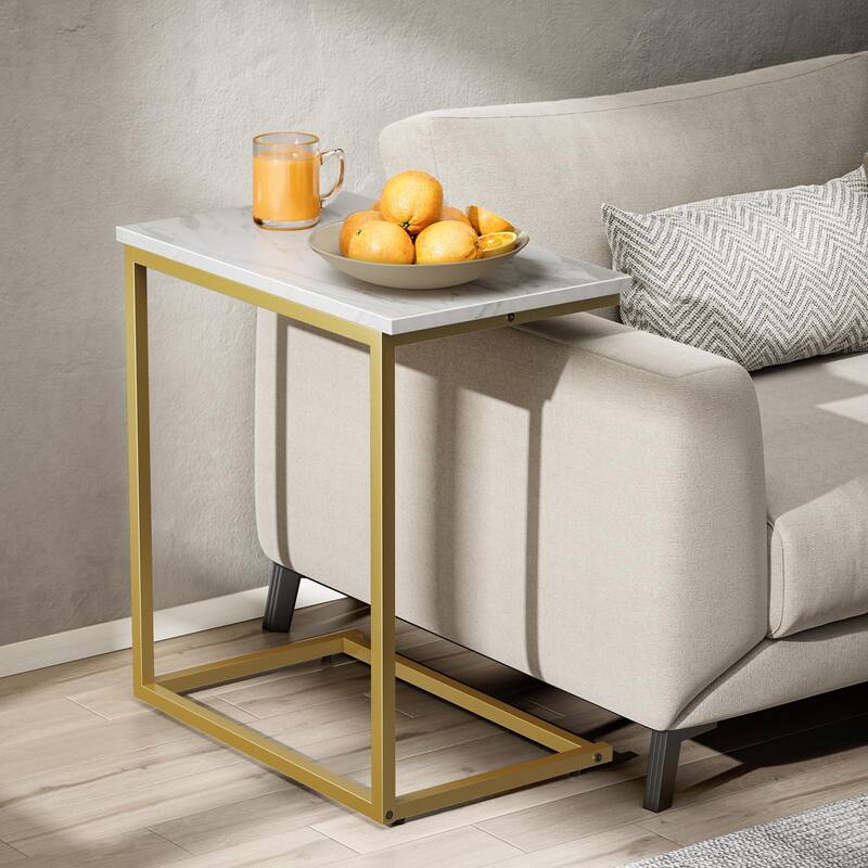C Shaped End Table 27 inches High, Side Table for Couch Slide Under, C Table Sofa Side End Table for Living Room