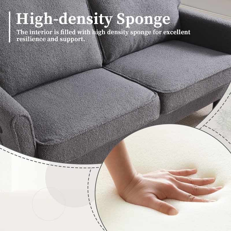 Roomfitters Loveseat Sofa, Mid-Century 2-Seater Couch with USB and Removable Pillow Covers for Living Room or Bedroom