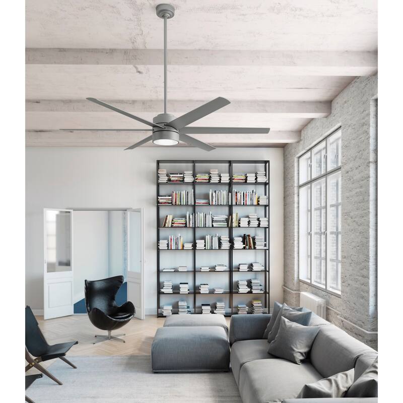 Hunter 72" Solaria Outdoor Ceiling Fan with LED Light, Wall Control - Damp-Rated - Industrial, Contemporary - ENERGY STAR!
