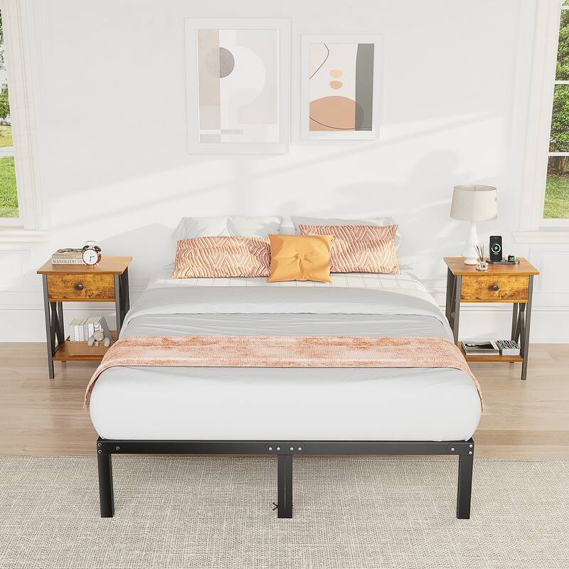 Black Metal Platform Bed Frame