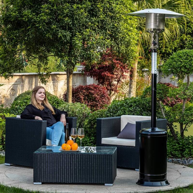 Outdoor Patio Propane Heater with Portable Wheels 47,000 BTU 88 inch Standing Gas Outside Heater - Black
