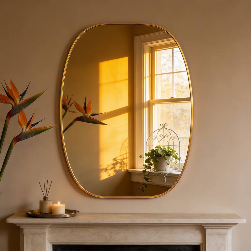 30x40 in Metal Framed Oval Vanity Bathrrom Mirror for Wall