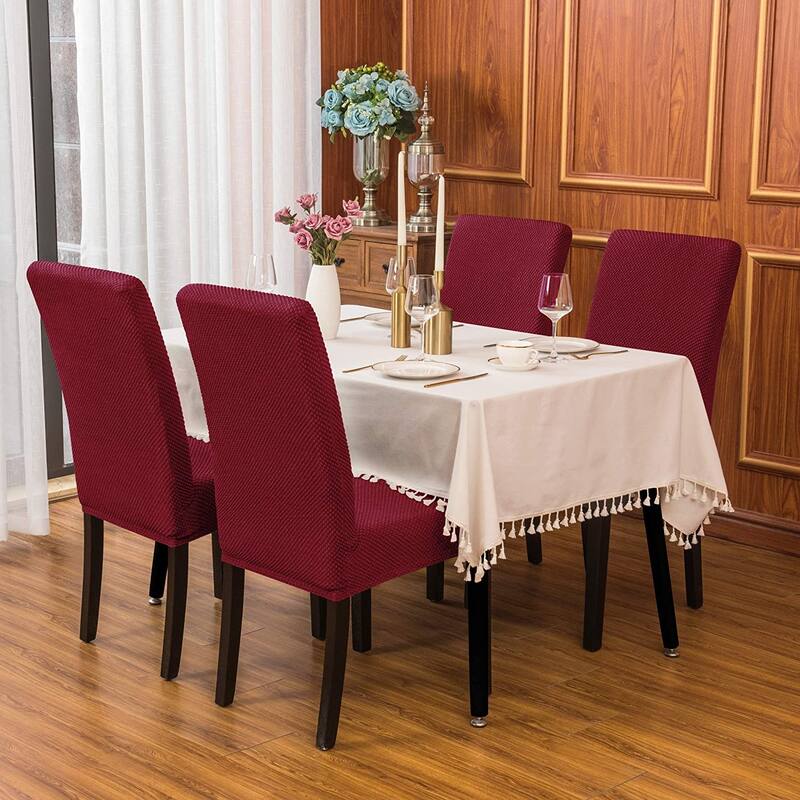 Subrtex 2 PCS Stretch Dining Chair Slipcover Textured Grain Cover