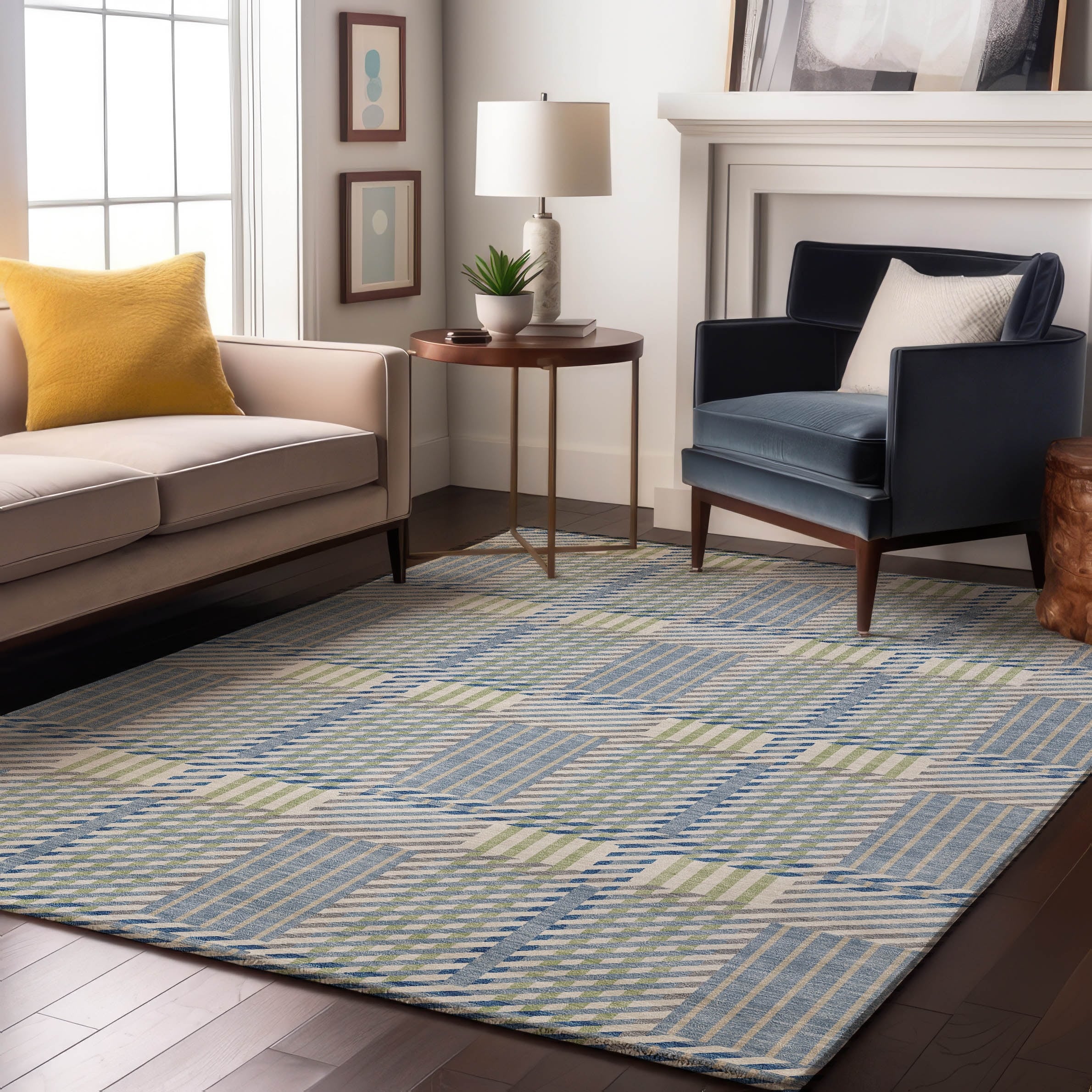 Premium Washable Super Soft Modern Plaid Mayfield Rug