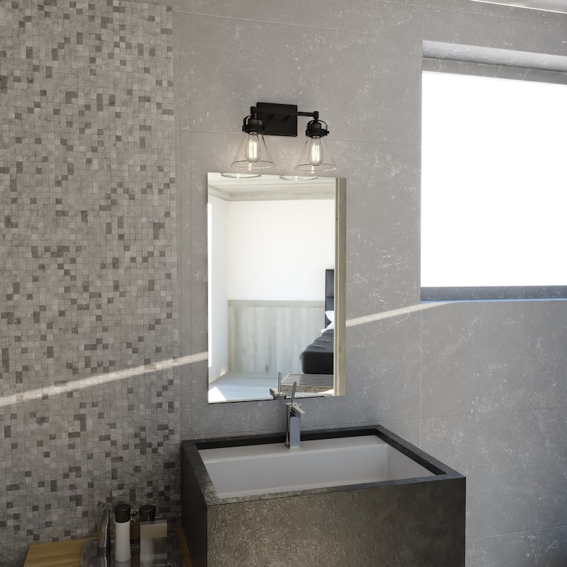 Mason Farmhouse Black Bathroom Vanity Light Fixture Clear Glass