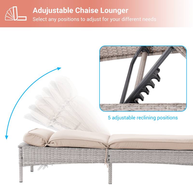 LIVOOSUN Patio Chair Rattan Single Lounge Water-Repellent Cushion