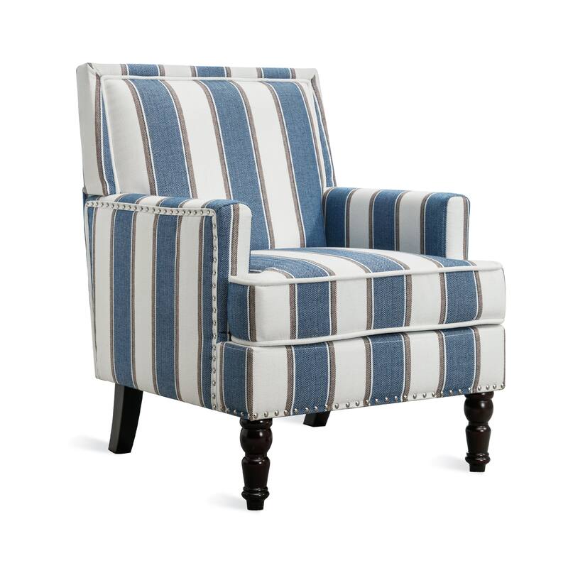 Modern Fabric Accent Chair with Upholstered Armrest Wooden Legs and Pillow for Living Room