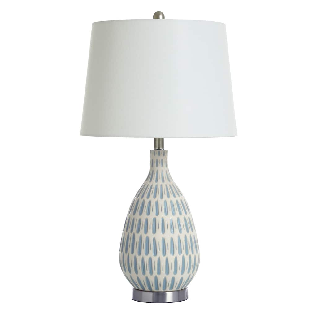 StyleCraft Marissa Table Lamp - Blue, Cream Finish - White Tapered Shade