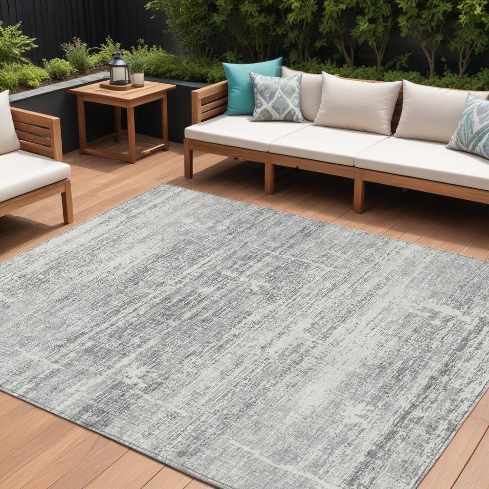 HomeRoots Abstract Transitional Rectangle Outdoor Rug