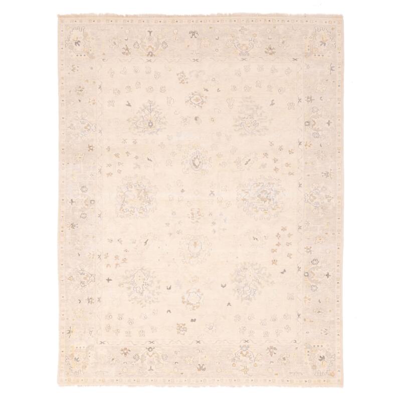 ECARPETGALLERY Hand-knotted Modern Oushak Cream Wool Rug - 8'1 x 10'0