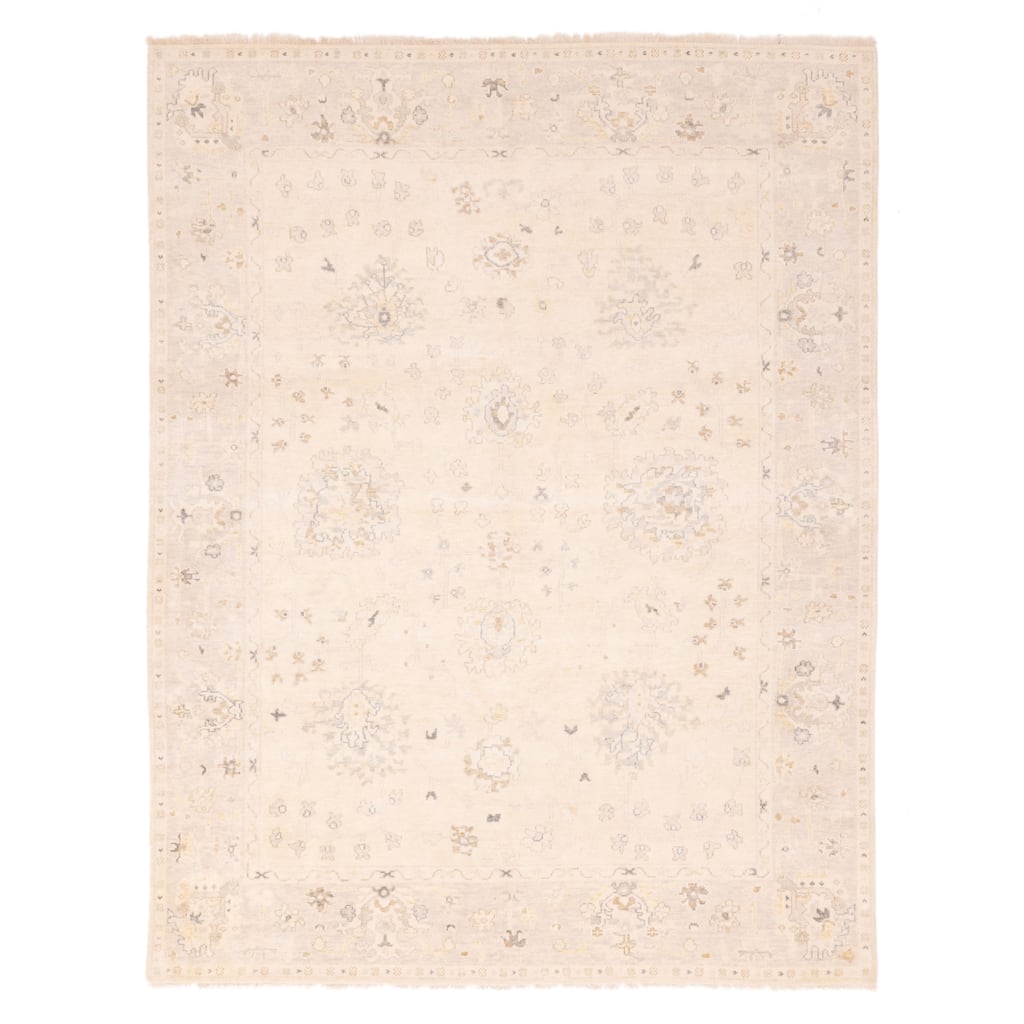 ECARPETGALLERY Hand-knotted Modern Oushak Cream Wool Rug - 8'1 x 10'0
