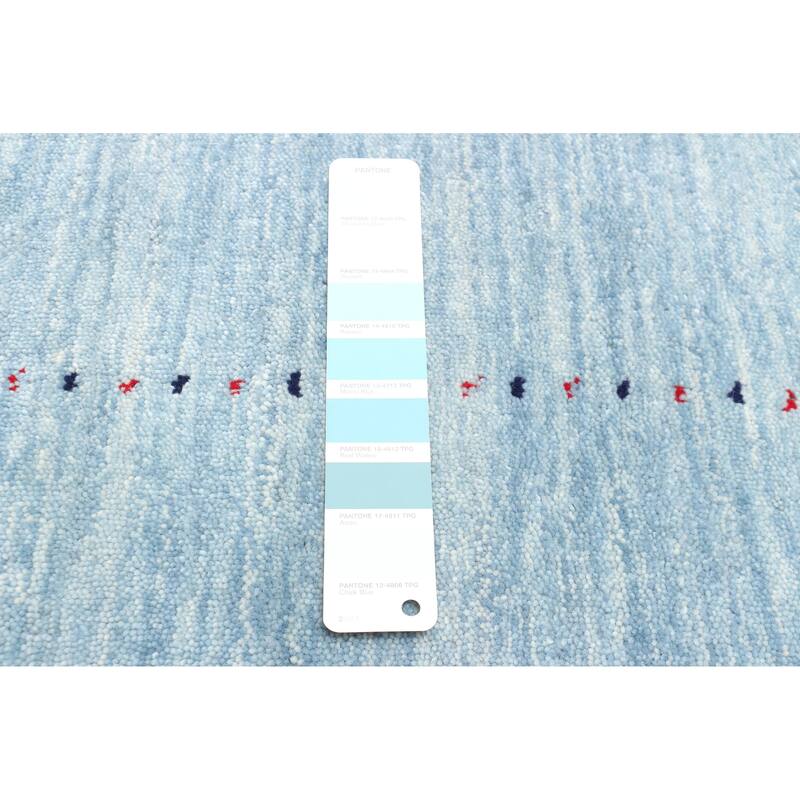 ECARPETGALLERY Hand Loomed Kashkuli Gabbeh Light Blue Wool Rug - 4'0 x 5'8