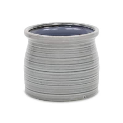 Celadon Gray Ceramic Curved Planter
