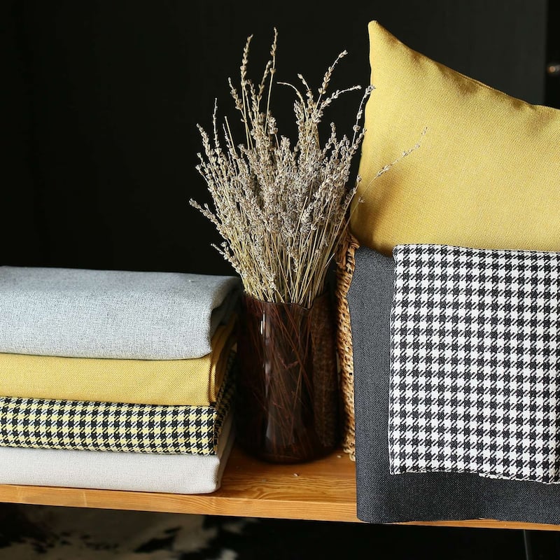 HomeRoots Set Of Four 18" X 18" Yellow And Black Geometric Zippered Handmade Polyester Throw Pillow