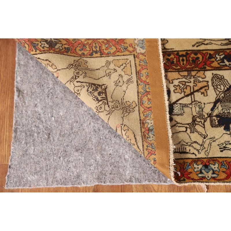 Pre-1900 Antique Vegetable Dye Kashan Mohtasham Persian Rug - 4'9"x 6'10"