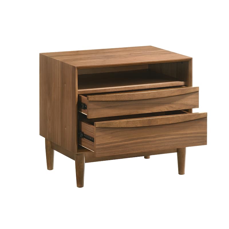 Artemio Black or Walnut Wood 3 Piece Bedroom Set with Grey Upholstered Headboard