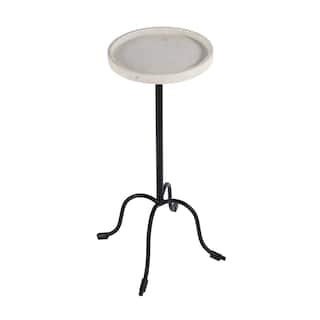 Berlin 10 in. W Round Marble and Iron Side Table
